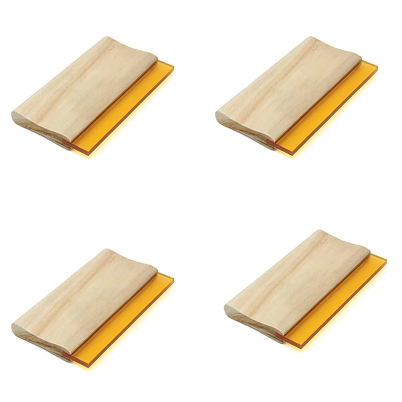 

A83I-4Pcs 8 Inch Silk Screen Printing Press Squeegee Single 70 Durometer Ink Scraper Tools