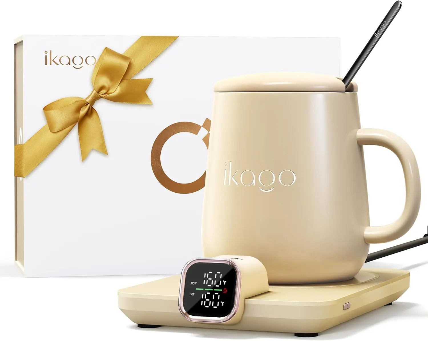 

Smart Coffee Mug Warmer Set with Temperature Control, Auto Shut Off & Display, 15oz Ceramic Mug Included