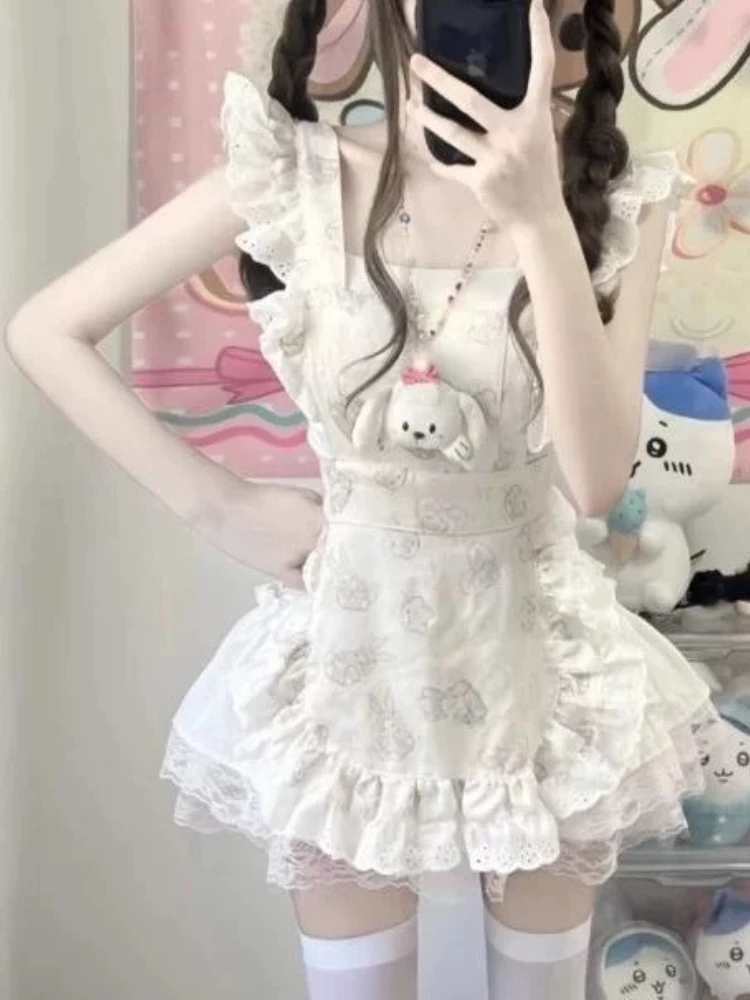 اليابانية لطيف لوليتا الحلو قطعتين مجموعة المرأة دمية طوق قميص الوردي حزام التنانير جديد Kawaii JK Harajuku الجنية الصيف دعوى 2925