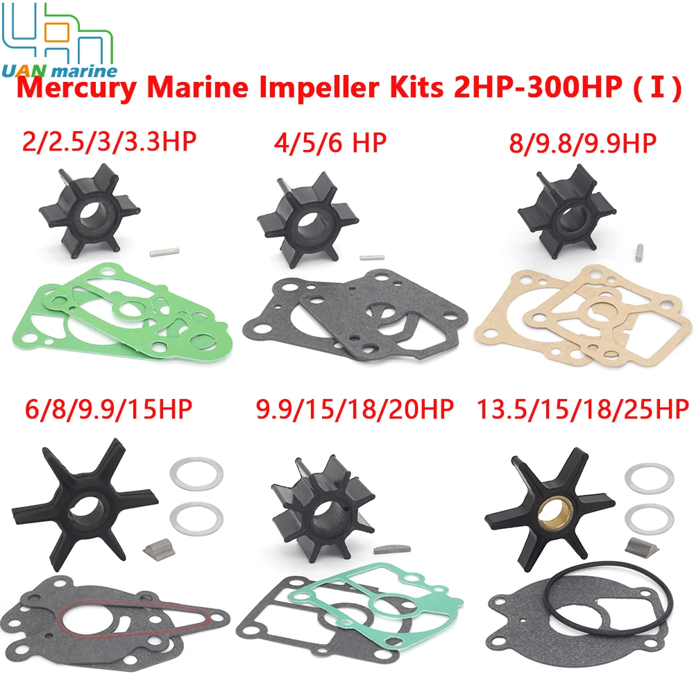 

Water Pump Impeller Kit for Mercury 2 2.5 3 5 6 8 9.9 15 20 25 30 40 50 60 70 75 90 115 125 225 300 HP MerCruiser Alpha 1 Gen 2