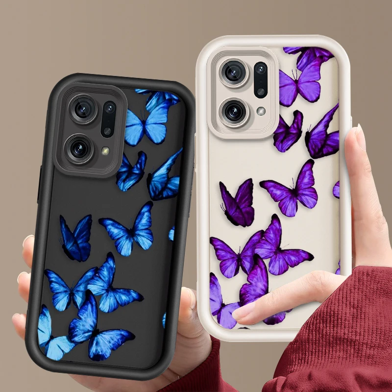 Art Beautiful Butterfly For OPPO A98 94 92 78 76 74 72 58 57 54 53 2020 Reno10 Find X5 3 Pro 5G 4G Soft Eye Ladder Phone Case