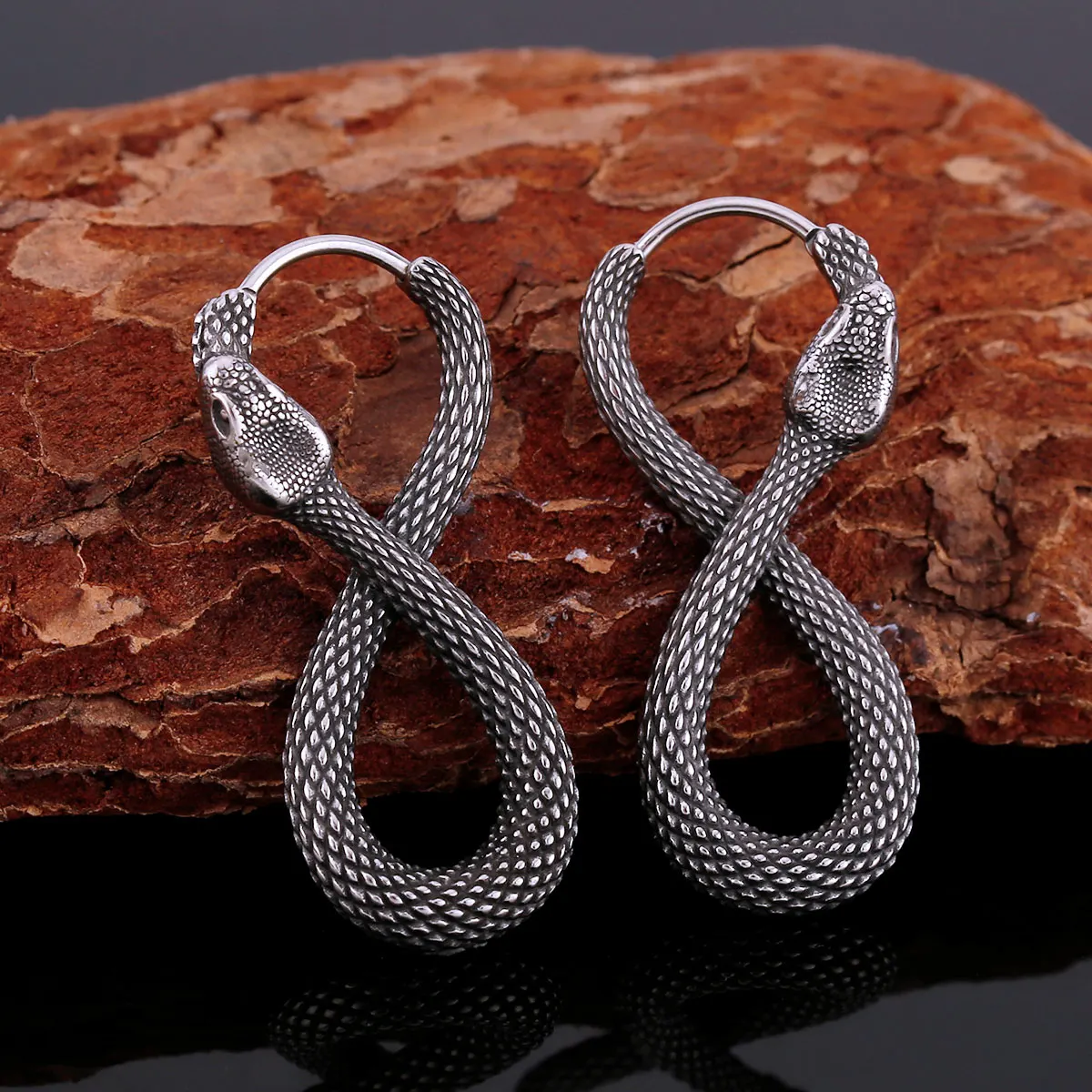 

New Odin Stainless Steel Street Tail Snake Fashion Earrings Nordic Teens Odin Amulet Earrings Men's Valknut Jewelry Wholesale