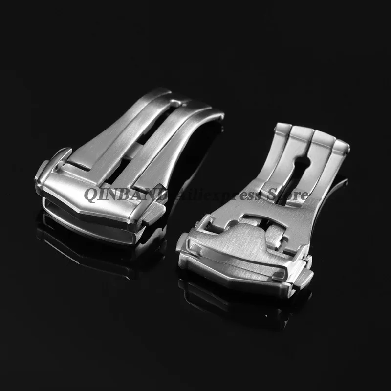 for Omega 18mm 20mm Butterfly Deployment Watch Buckle 304L Stainless Steel Brushed Metal Clasp Silver Watch Button image 5