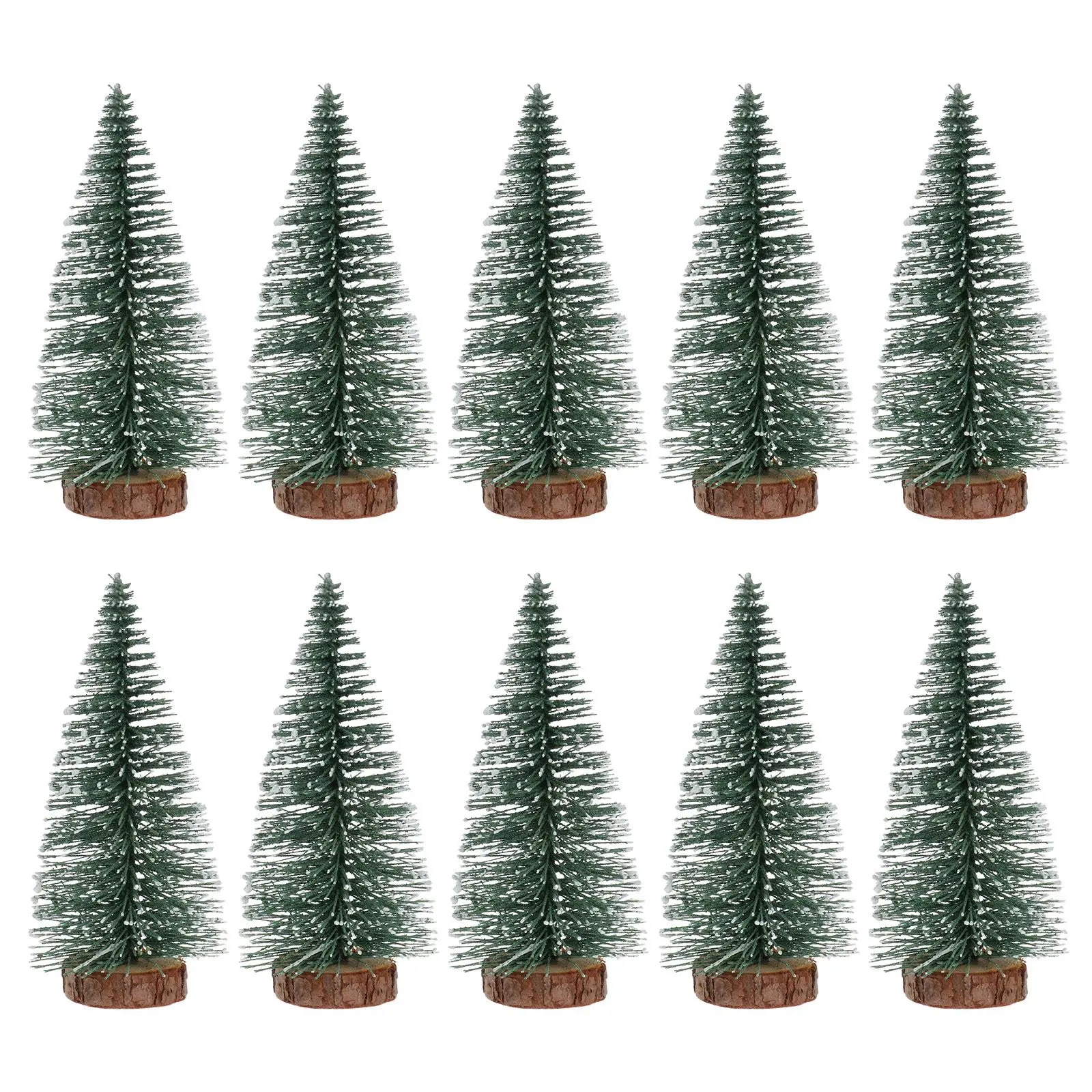 10Pcs 10Cm Miniature Christmas Tree Small Artificial Sisal Snow Landscape Architecture Trees for Christmas Crafts Tabletop Decor