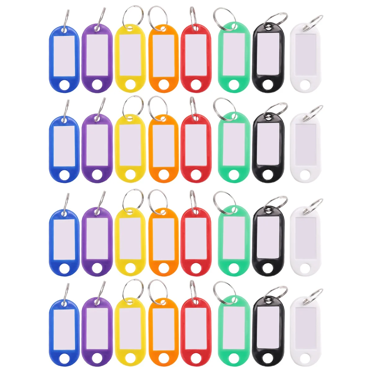 32x veelkleurige plastic sleutelhanger ID-tags Bagage-ID-labels met sleutelhanger met splitring