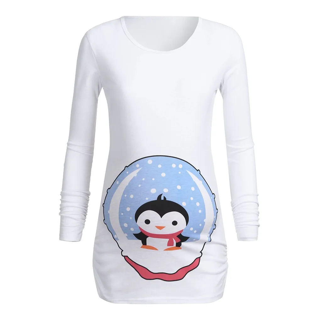 Pregnancy Top For Women Pregnancy T Shirt Clothes Maternity Shirts Women's Maternity Long Sleeves Cartoon Penguin Tops 2025