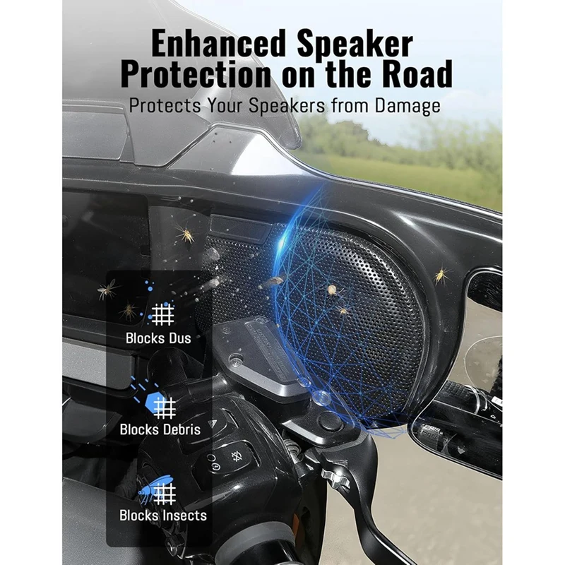 NCSMT Motorcycle Front Fairing Speaker Grilles Mesh Covers for Harley Street Glide CVO FLHXSE FLHX Ultra FLHXU Accessories