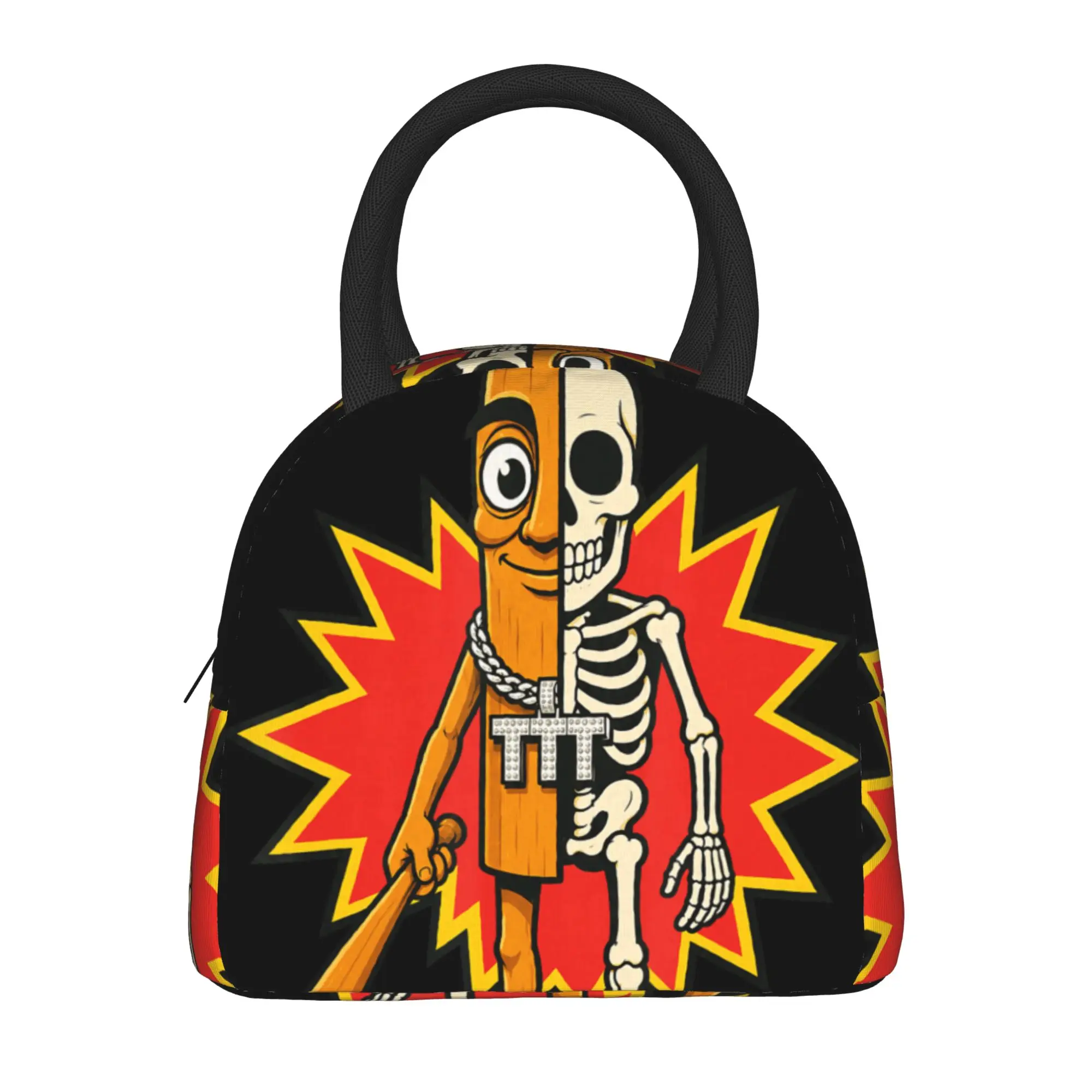 Half Skeleton Tung Sahur Funny Halloween Meme Lunch Bag For Child  Lunch Box Casual School Cooler Bag Oxford Tote Food Bags