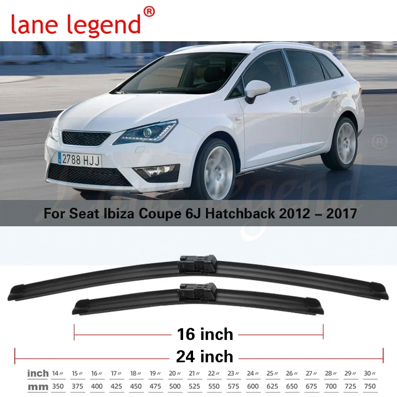 Jeu d'essuie-glaces avant et arrière pour voiture, Seat Ibiza Coupé 6J URA back 2012-2017, pare-brise, fenêtre, 24 ", 16", 13"