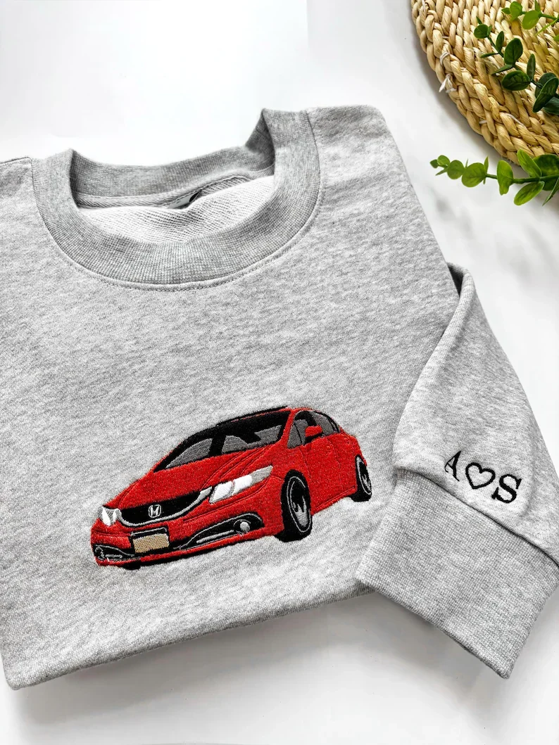 Personalized Gifts for Boyfriend, Custom Car Embroidered Hoodie, Car Photo Embroidered,Car Lover Gift,Christmas Gifts Dad Gift