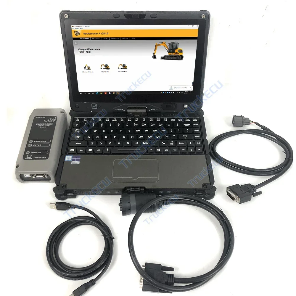 Getac V100 Laptop for JCB ELECTRONIC SERVICE TOOL Truck Excavator Loader Diagnostic Tool SPP DataLink Adapter DLA ServiceMaster