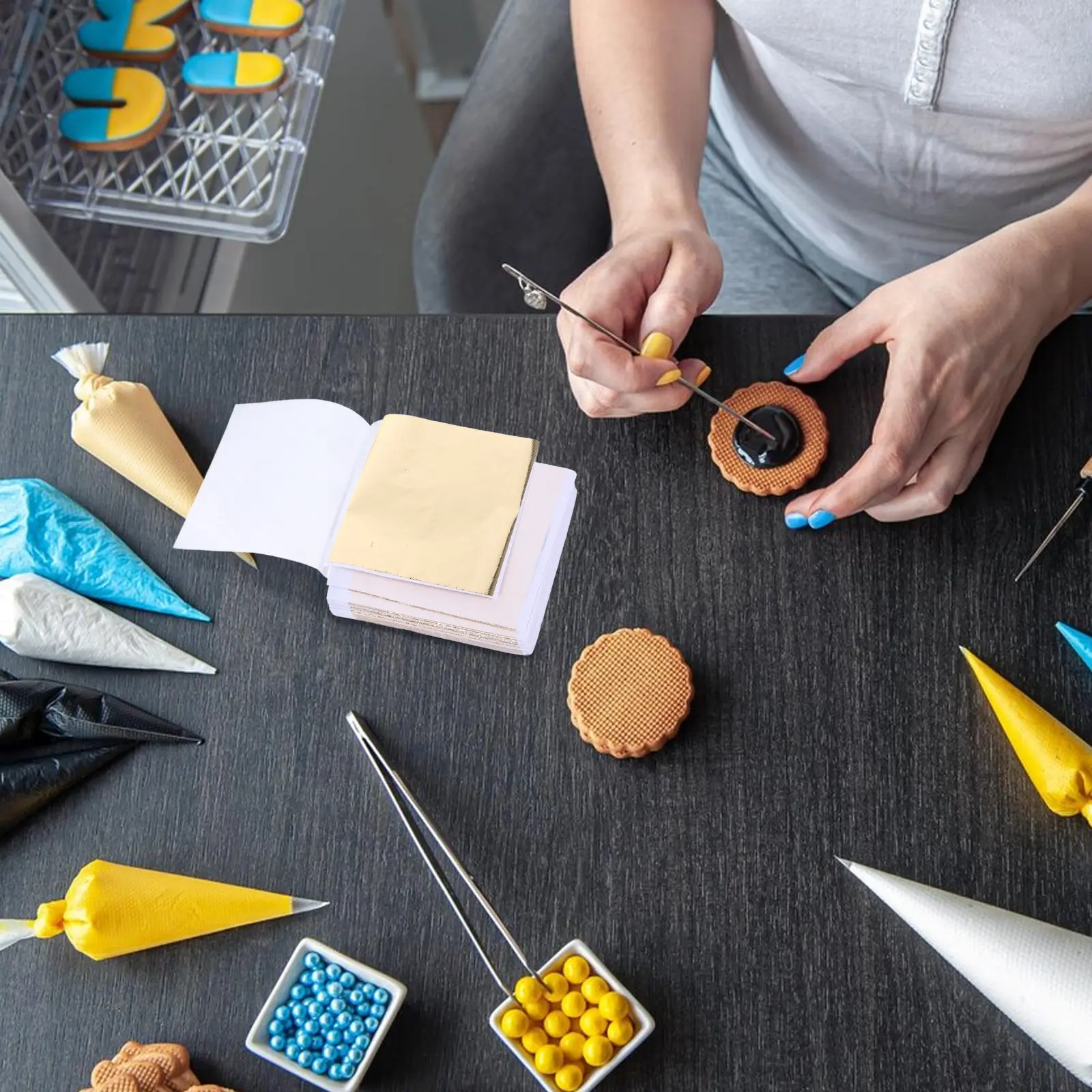 Art Craft Easy With Paper - แผ่นฟอยล์สีทอง 100 ชิ้น ใบไม้จำลอง เงางาม ใช้งานง่าย