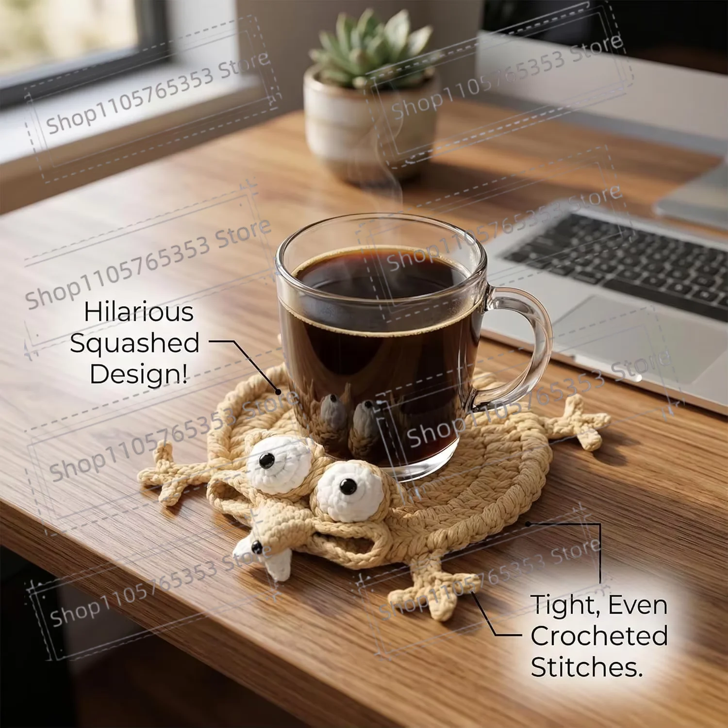 4 Pcs Different Animal Crochet - Coffee Tea Difference 评论和价格