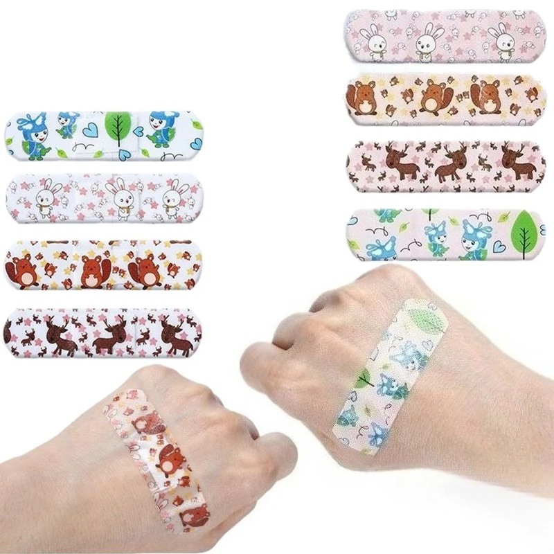 

100/120PCS/Set Waterproof Band Aid Breathable Plaster Cartoon Adhesive Bandages First Aid Emergency Kit Wound Dressing Patch