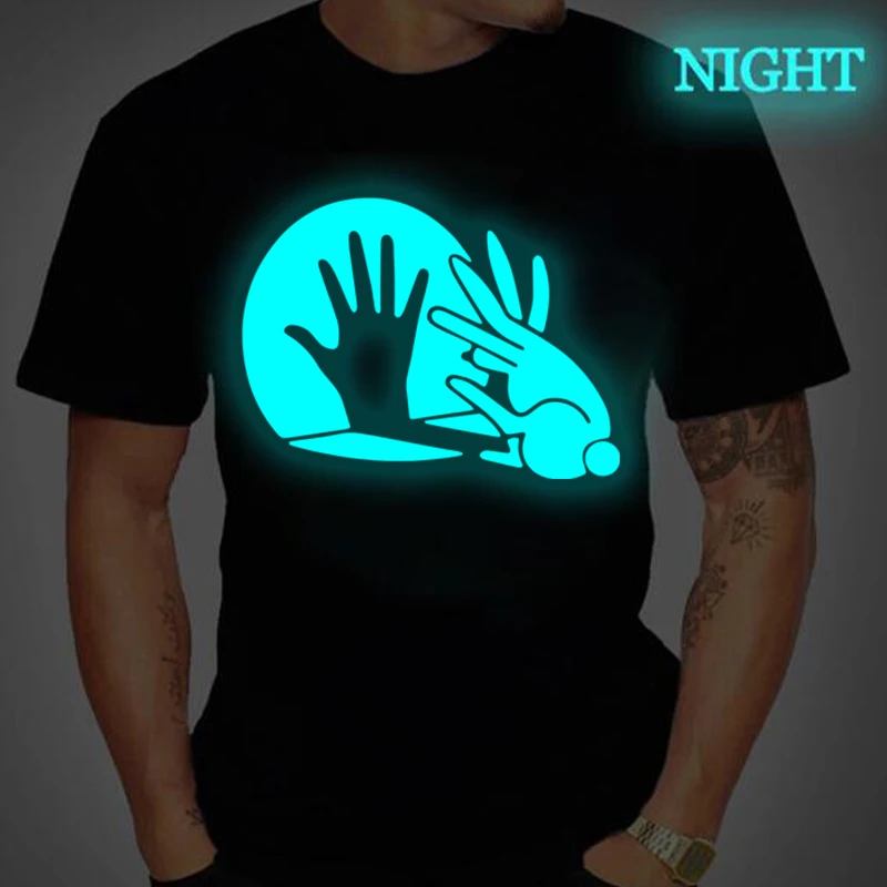 

Luminous Style Rabbit Print T Shirt Men Women Fun Animal Streetwear Fashion Short Sleeve Male Clothing