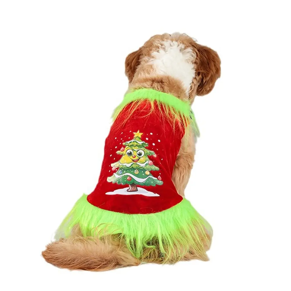 Costumi natalizi per animali domestici Albero di Natale Abito per cani Velluto per cani di piccola taglia Ragazza Abiti per cuccioli Vestiti per cani di piccola taglia media