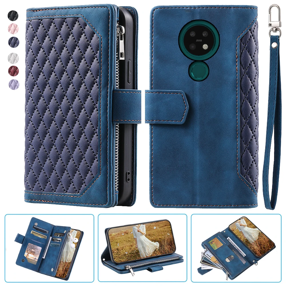 

Кожаный чехол-книжка с ремешком на запястье для Nokia 7,2