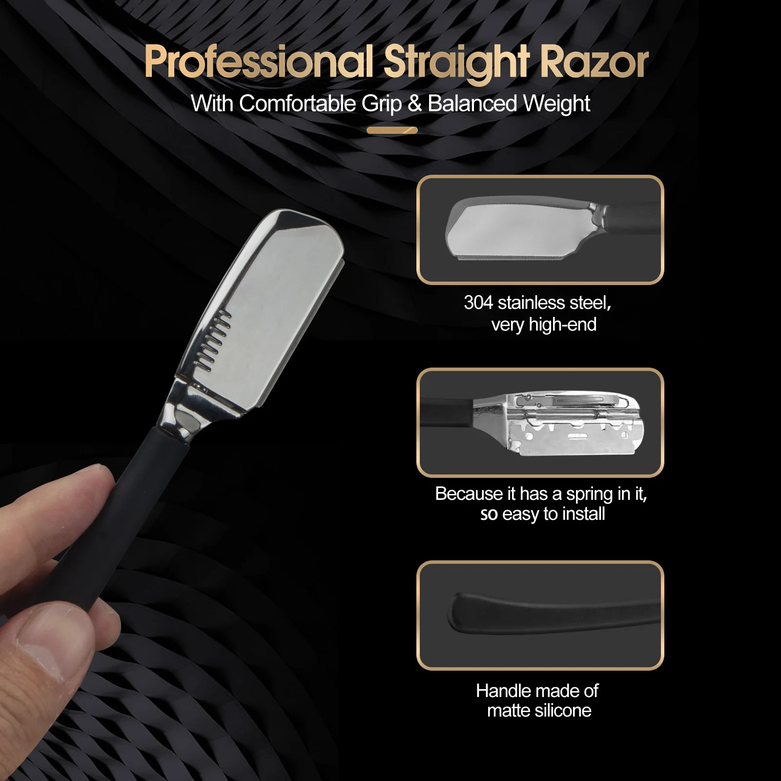 1Pc Pro Baber Beard Straight Edge Shaving Razor Men Hair Removal Tools Zinc Alloy Safety Stainless Steel Shaver Knife Holder view 4