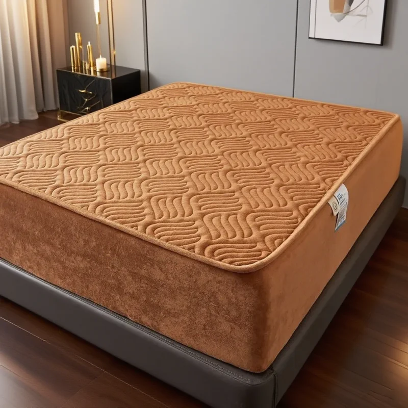 

Luxury Short Plush Thicken Quilted Mattress Cover Queen Size Warm Soft Baby Velvet Quilting Bed Cover Not Included Pillowcase