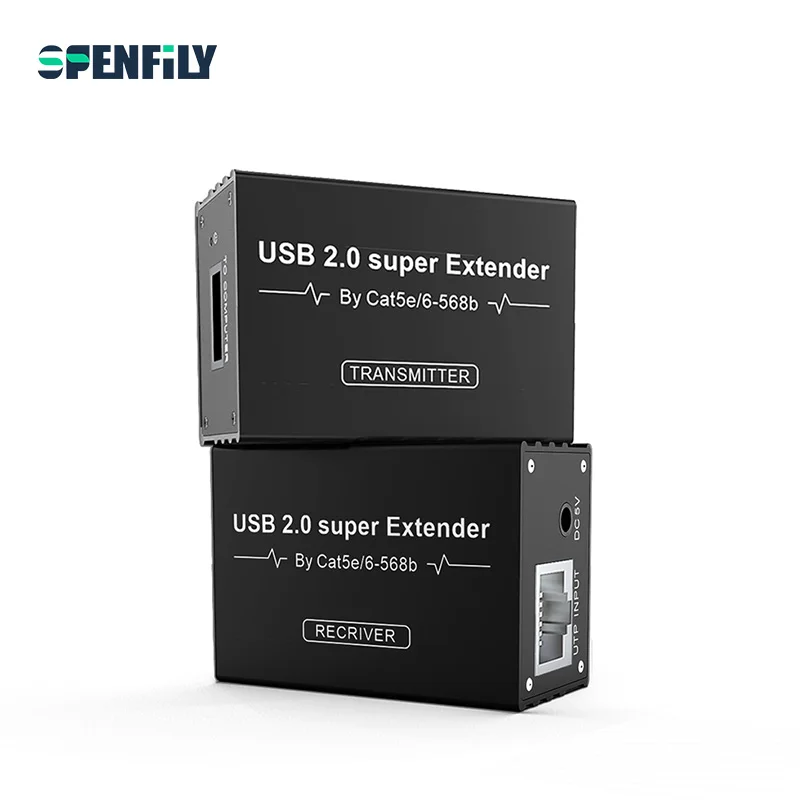 

USB 2.0 Extender Over Cat5E/6 - Up to 229ft/70M with DC 5V2A Power Adapter USB Ports