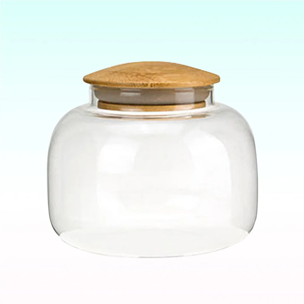

Bamboo Lid High Borosilicate 550ml Transparent Glass Storage Tank Heat Resistant Multifunctional Kitchen Organizer for Grains