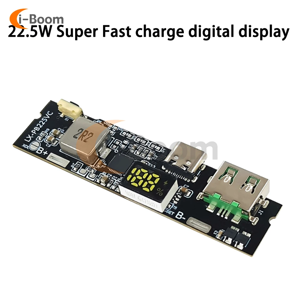 22.5w Two-Way Fast Charging Mobile Power Module Diy Motherboard Battery Level Digital Display USB/type-c Port Support Vooc