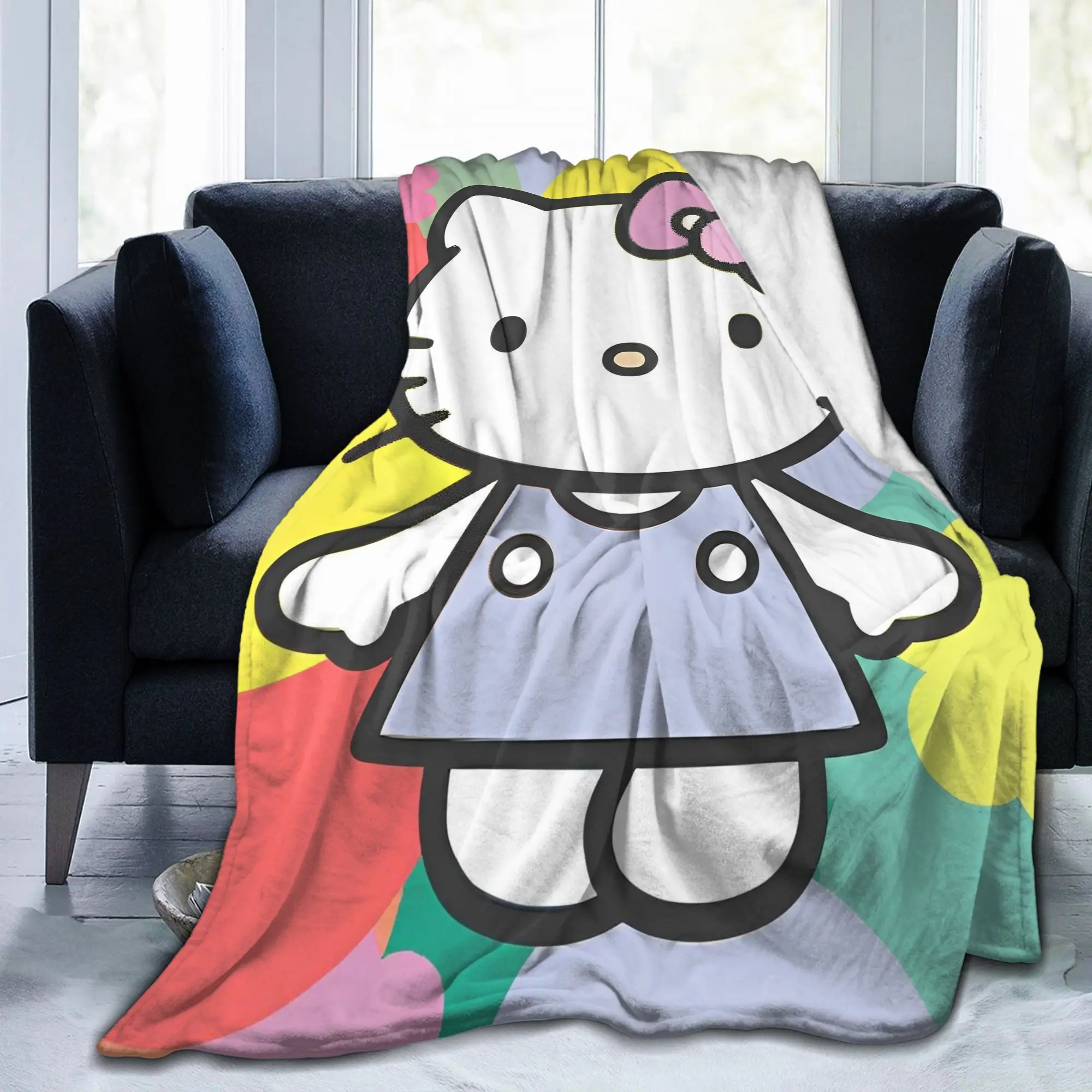 

Одеяло Kawaii Hello Kitty, милые фланелевые одеяла с героями мультфильмов, портативные легкие покрывала для домашнего дивана