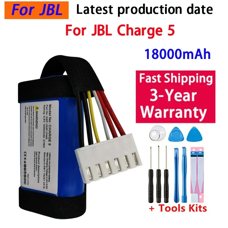 18000mAh GSP-1S3P-CH40 For JBL Charge 5 Charge5 Original Wireless Bluetooth Speaker Battery Replacement Batteries
