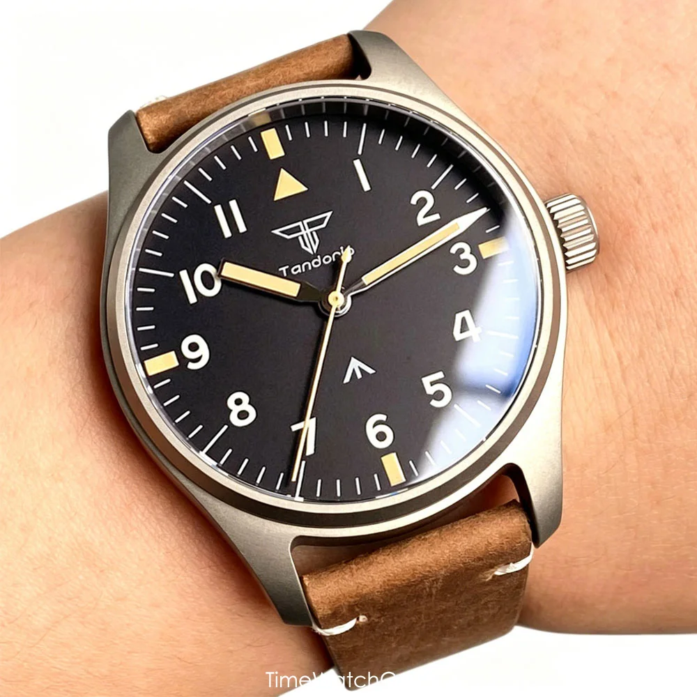 

Tandorio Titanium VH31 Chronograph Pilot Men Watch Anti-allergy Quartz Movement Stop Watch 20BAR Waterproof Sapphire Glass 39mm
