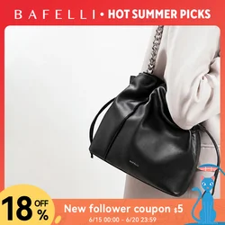 Bafelli 2024 Nieuwe Damestas Lederen Casual Emmer Handtassen Voor Vrouwelijke Trendy Fashion Shopper Portemonnee Luxe Merk Schouder
