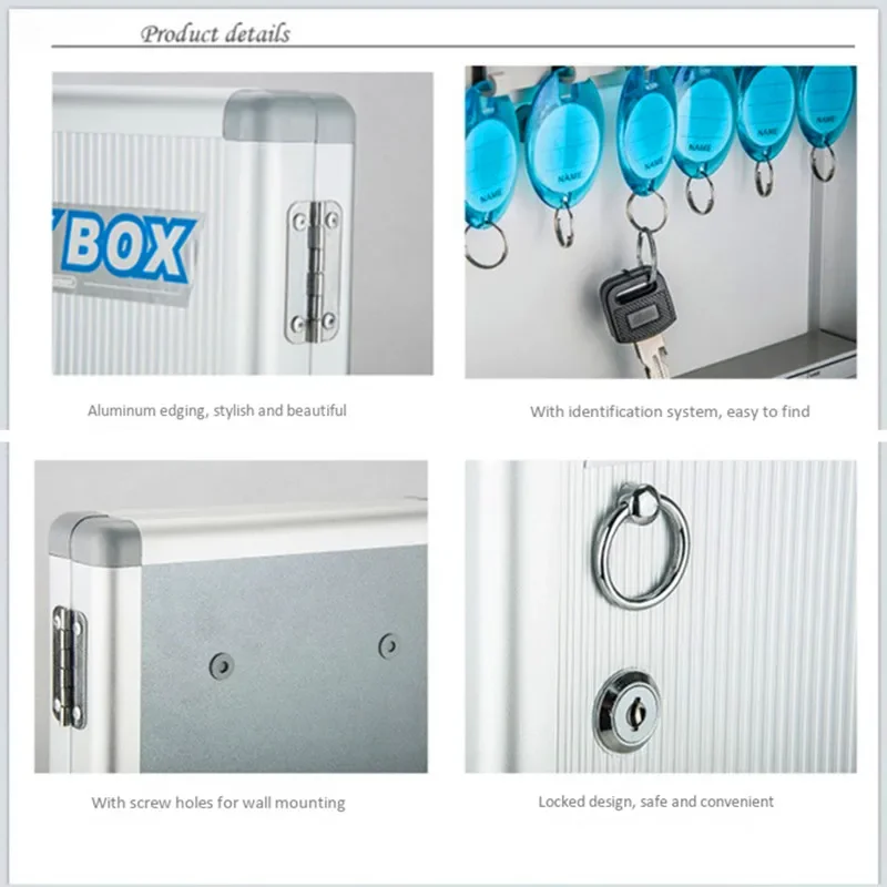 알루미늄 합금 ABS 벽 장착형 키 박스, 기숙사 렌탈 하우스 보안 보호 잠금 장치, 보관 안전 예금 관리 캐비닛
