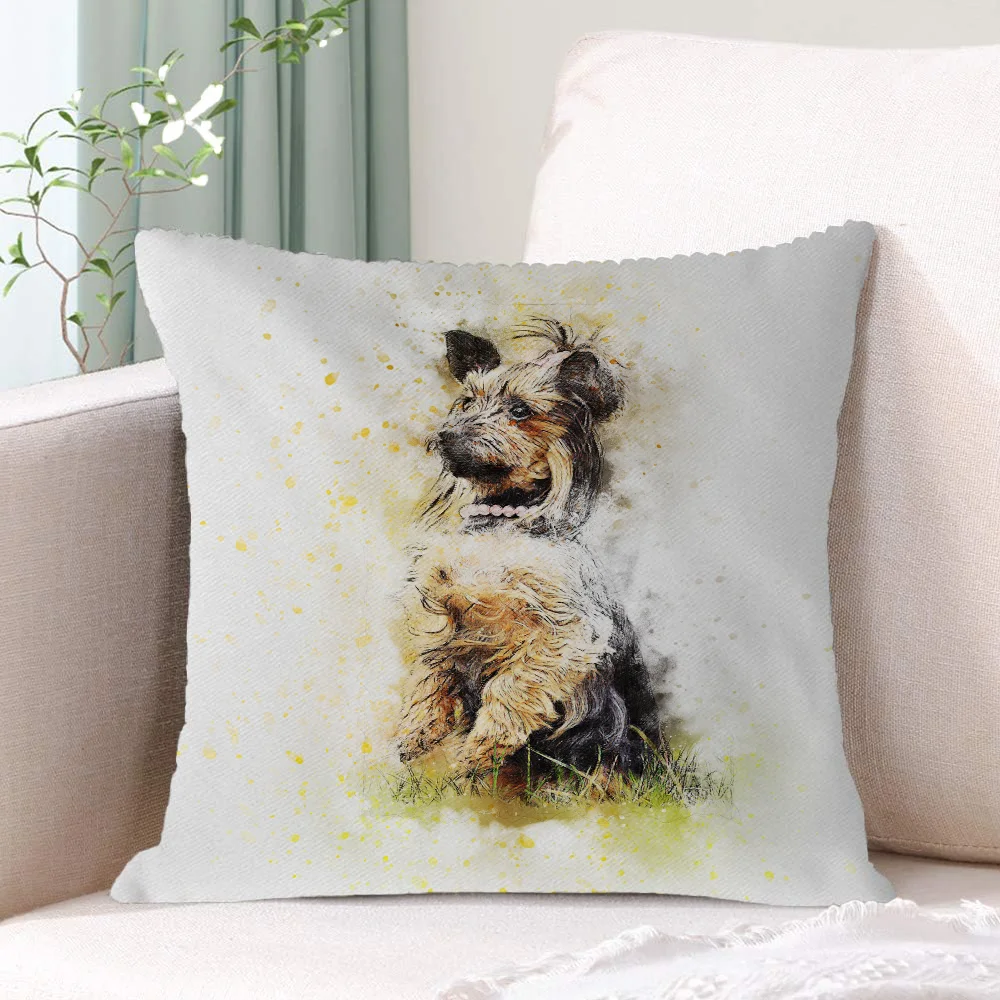 Decorative Cushions Cute Mini Yorkshire Terrier Pilow Covers Luxury Living Room Decoration Pillow Cover Personalized Gifts Home