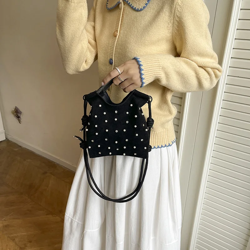 Crossbody Bag Simple Pearl One-Shoulder Bag Niche Individualistic Trendy Suitable All-matching Korean Handle Woman