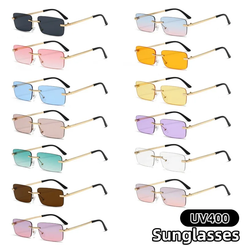 

Women's High-quality Simple Square Frameless Cut Edge Sunglasses Fashionable Retro Party Gatherings UV Resistant Glasses