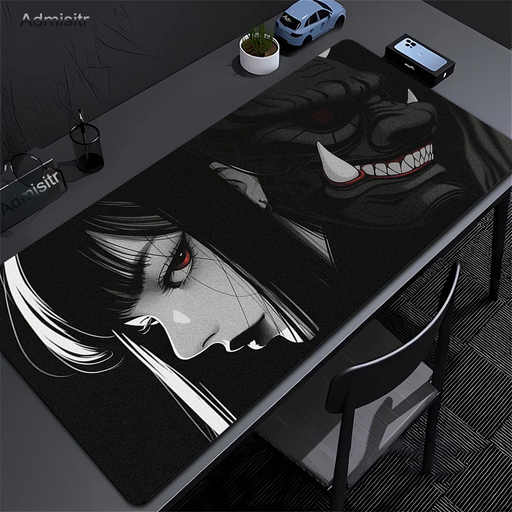 Oni Devil Mask Rubber Mouse Mat Gamer Mouse Pad Anime Girls Large Gaming Mousepad Game HD Print Keyboard Pads Non-Slip Deskmat