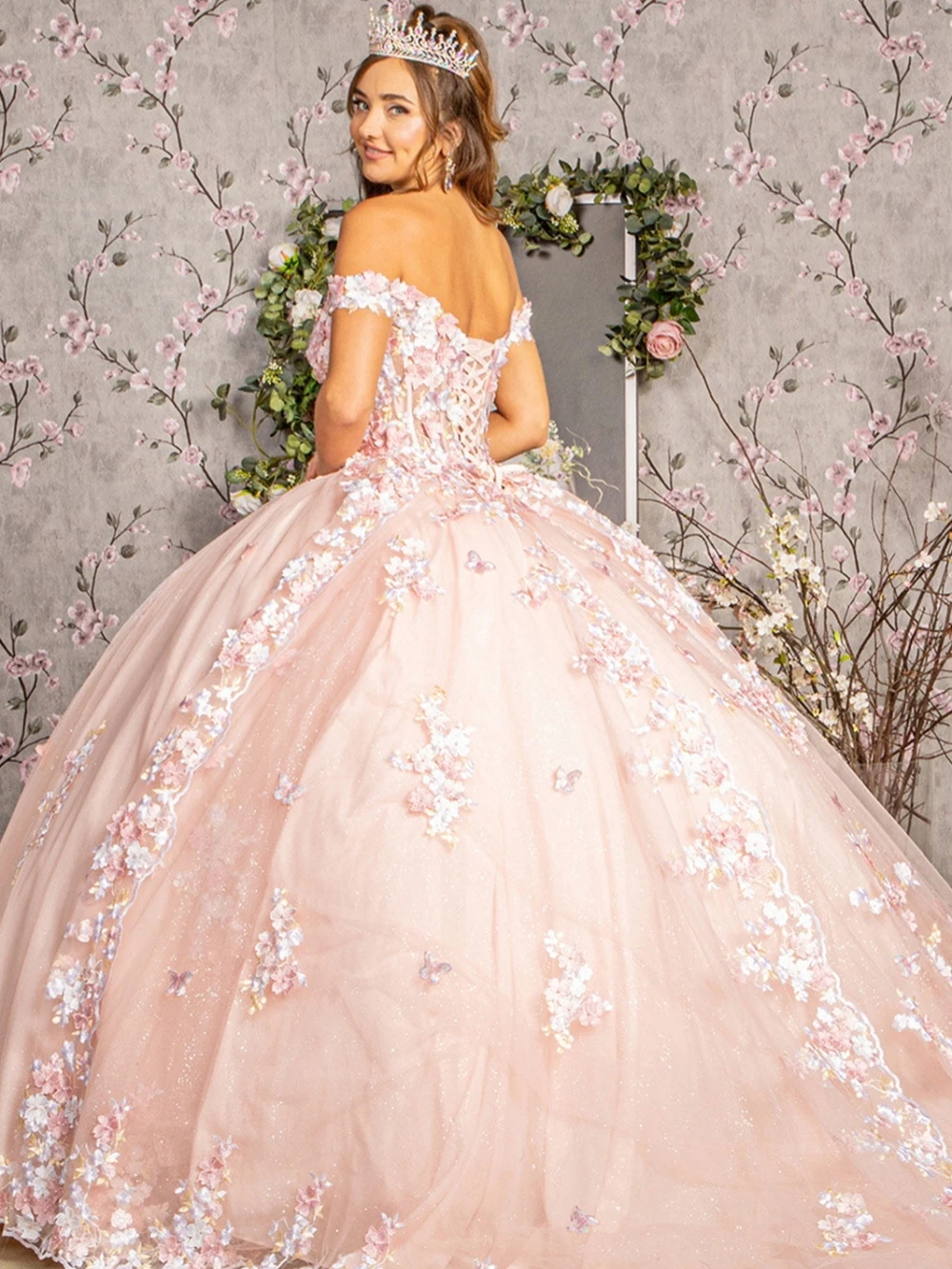 Розовое платье принцессы Quinceanera без рукавов с открытыми плечами, классическое платье для выпускного вечера с кружевной аппликацией, Vestidos De 15, Quinceañera