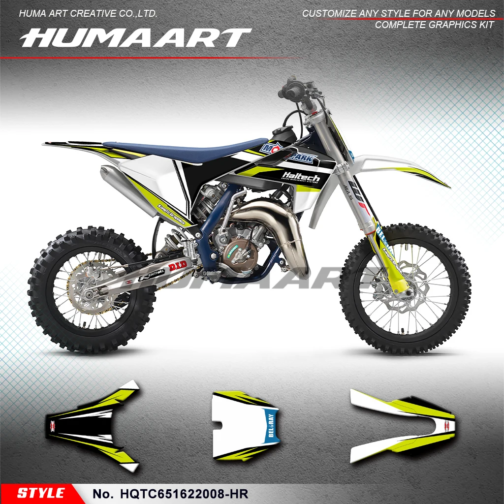 

HUMMART Enduro Race Motorbike Vinyl Custom Decals Motor Graphics Kit for Husqvarna TC 65 TC65 2016-2023, HQTC651622008-HR