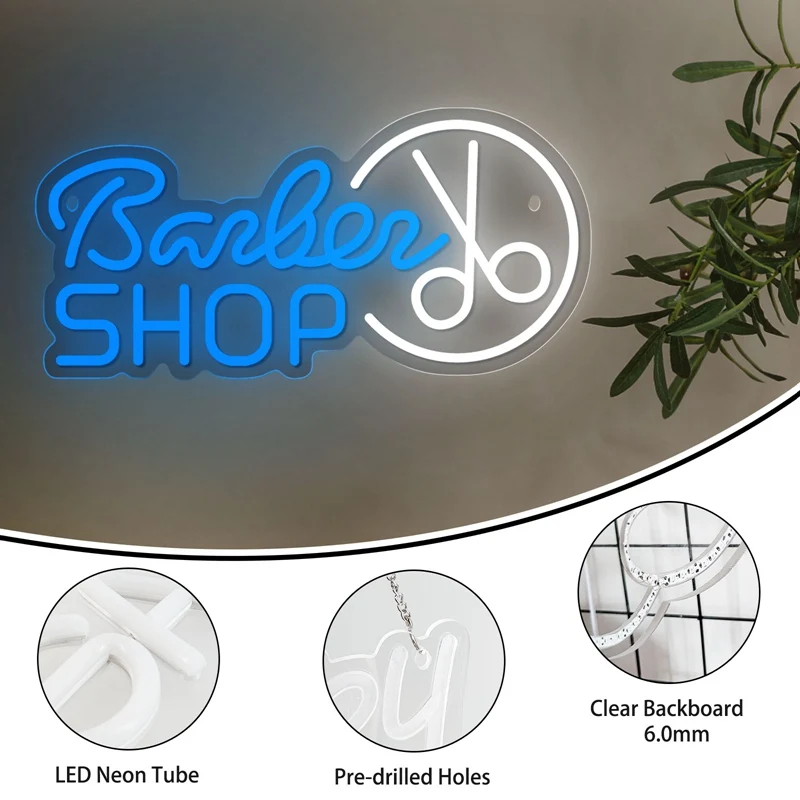 Barber Shop LOGO LED Neon Light Sign Acrylic Neon Sign USB Dimmer Switch For Business Beauty Salon Barber Singboards Wall Decor