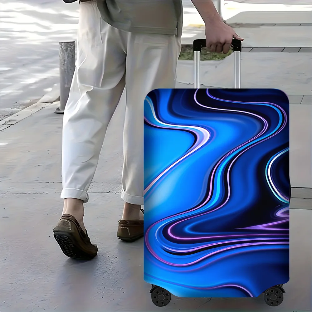 

1PC Abstract Blue Wave luggage cover for luggage sizes 18 – 32 inches; dust and elastic travel accessories to effectively pro