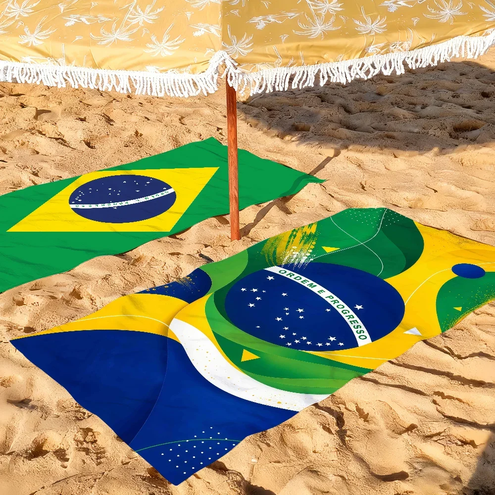 Custom Nation Brazil Towel For Beaches Yoga Studios Gyms Hot Springs Swimming Pools And Picnics