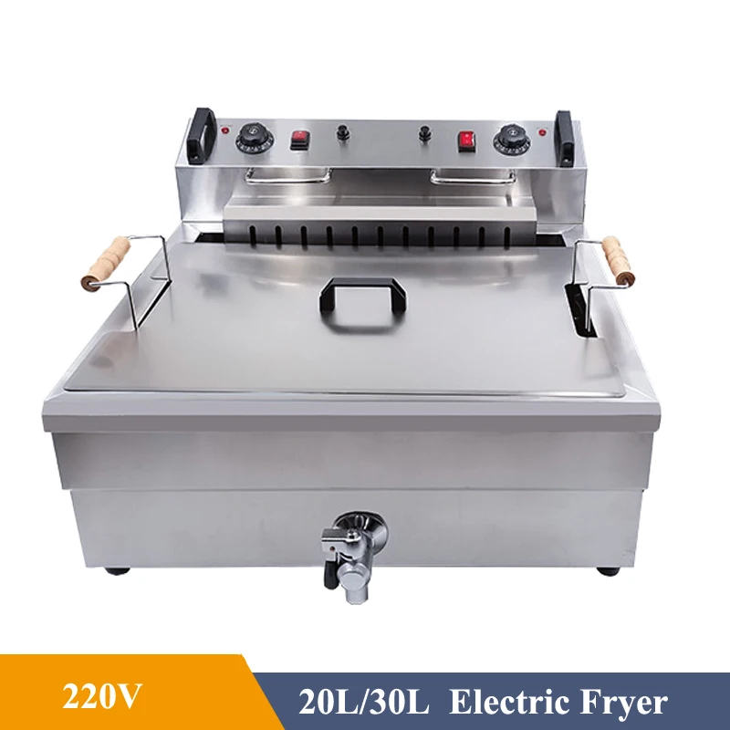 20L/30L Commercial Electric Fryer Potato Tower Machine French Fries Fritters Deep Fryer Frying Machine with Oil Drain Faucet