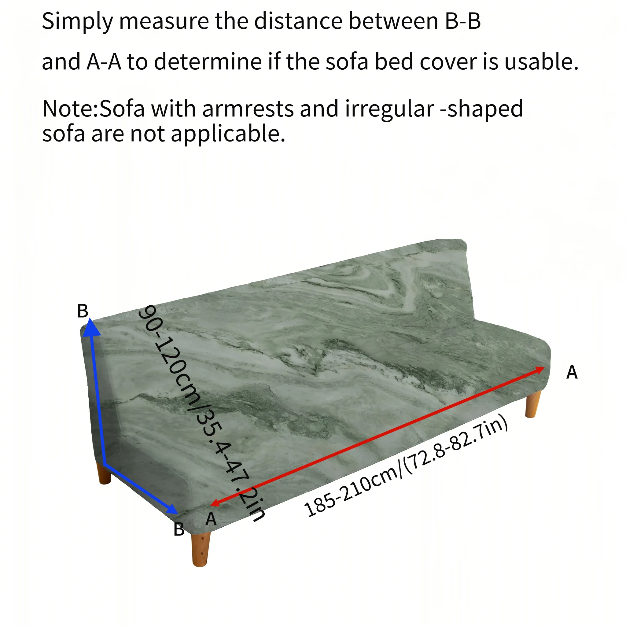 Premium water dark green smudged sofa bedspread, elastic armless sofa cover, dust-proof and non-slip furniture protective cover