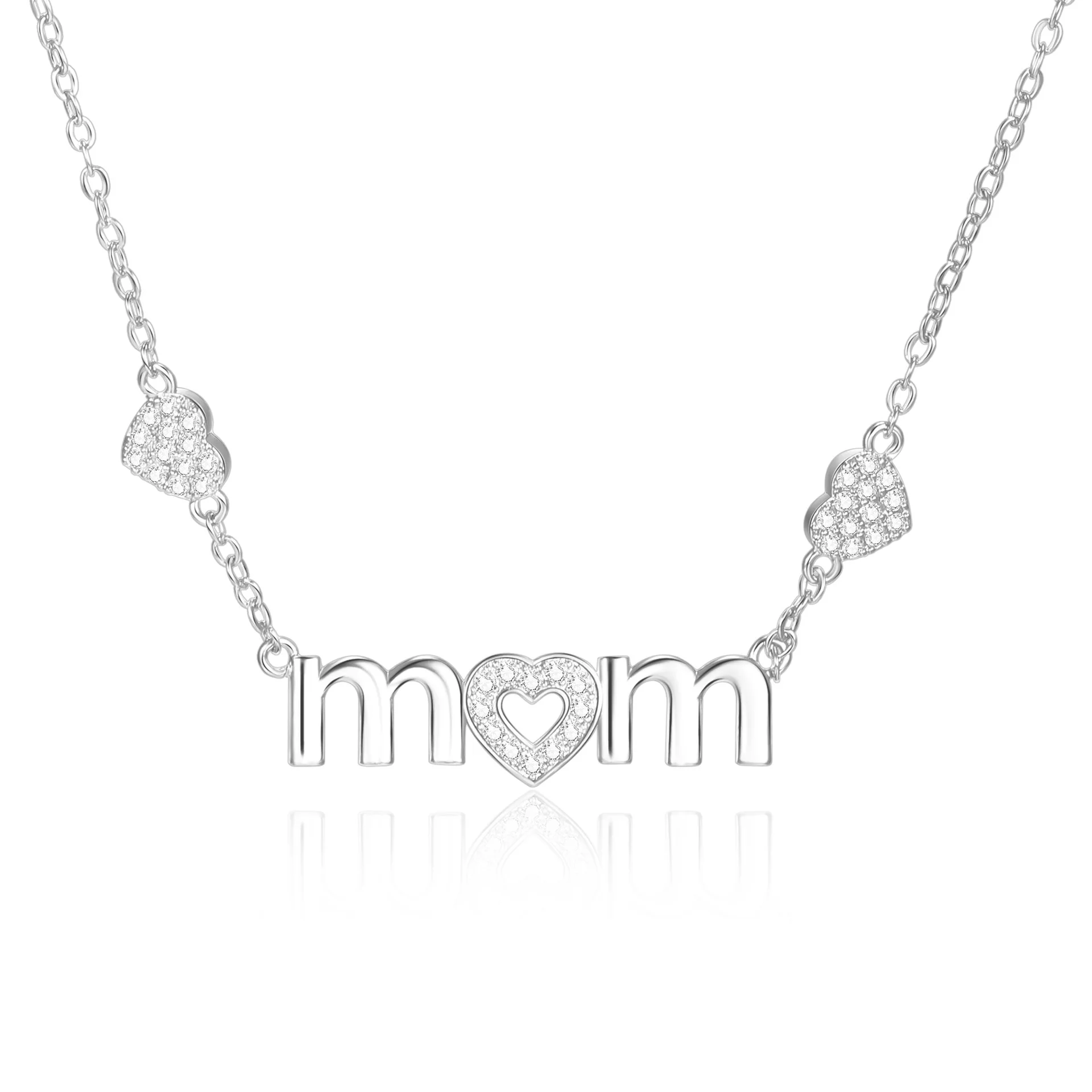 DUOYING Custom MOM Necklace Personalized Cubic Zirconia Mommy Pendant Capital Letter Necklace Jewelry For Monther's Day Gift