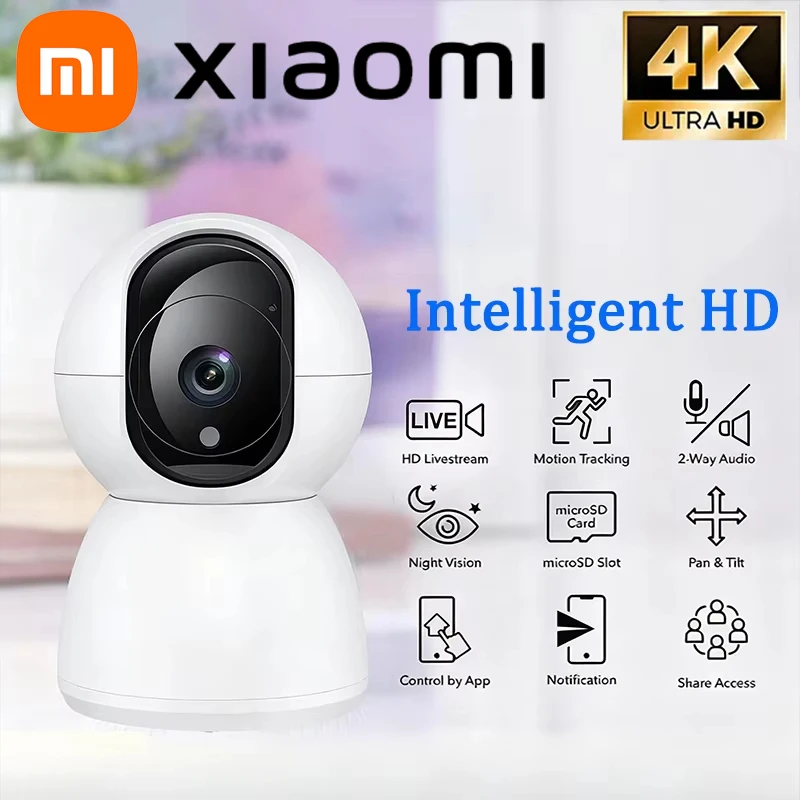 

Xiaomi 8MP 4K Wi-Fi Внутренняя камера безопасности 5-кратный цифровой зум Панорамирование Наклон IP-камера Автоматическое отслеживание Ночное видение Домофон Безопасность
