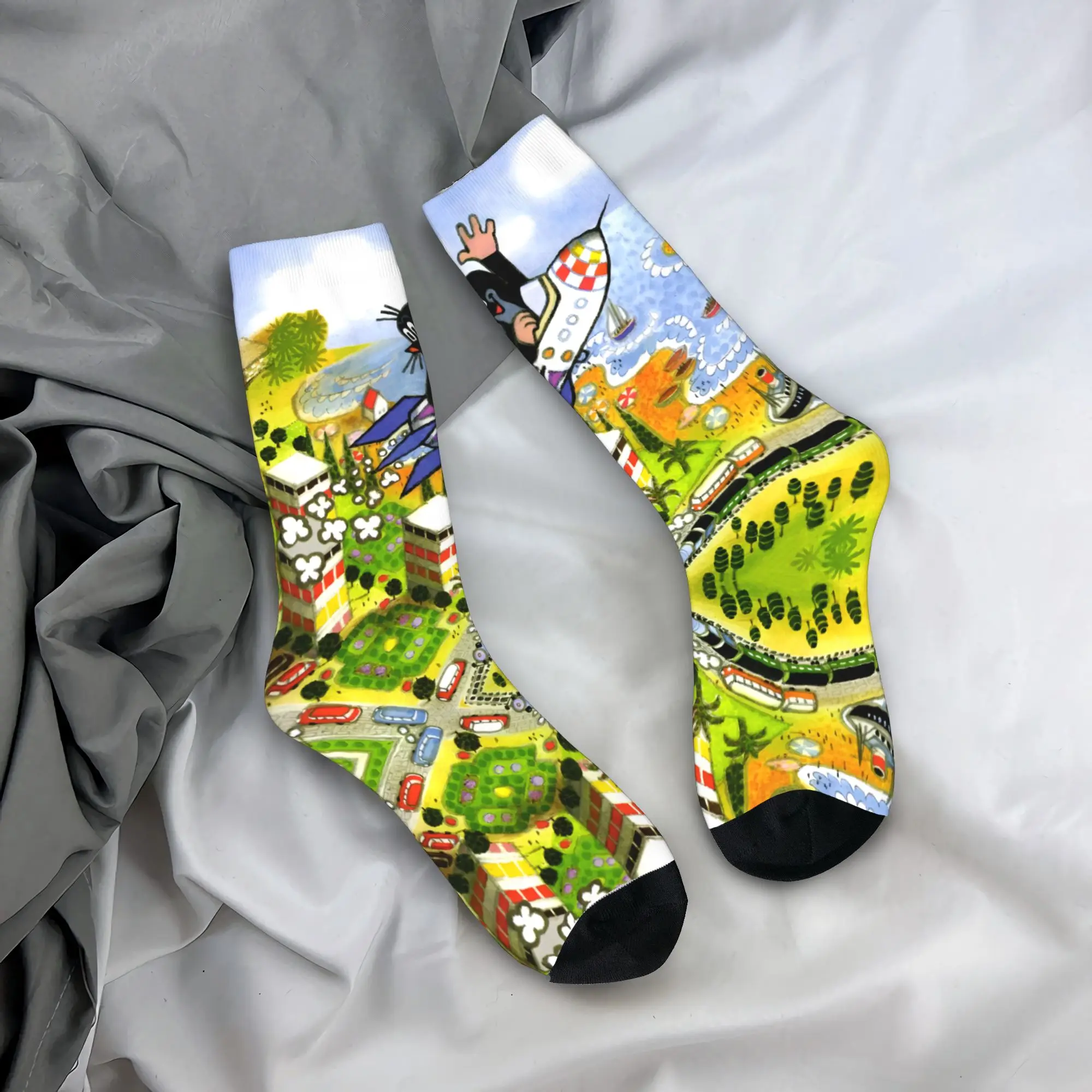 

Custom Funny Printed Comic K-Krteks M-Moles Socks for Women Men Stretchy Summer Autumn Winter Hot Crew Socks