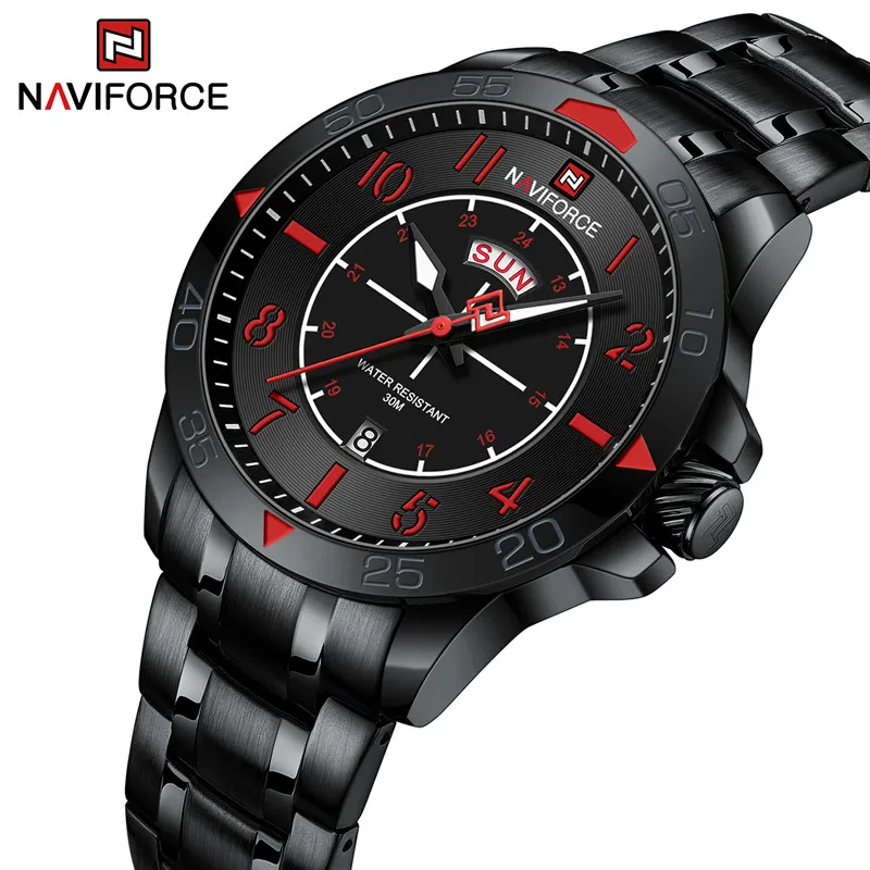 

Naviforce Brand Men's Watches Sport Waterproof Stainless Steel Luxury Fashion Design Quartz Wristwatch Relogio Masculino 2023