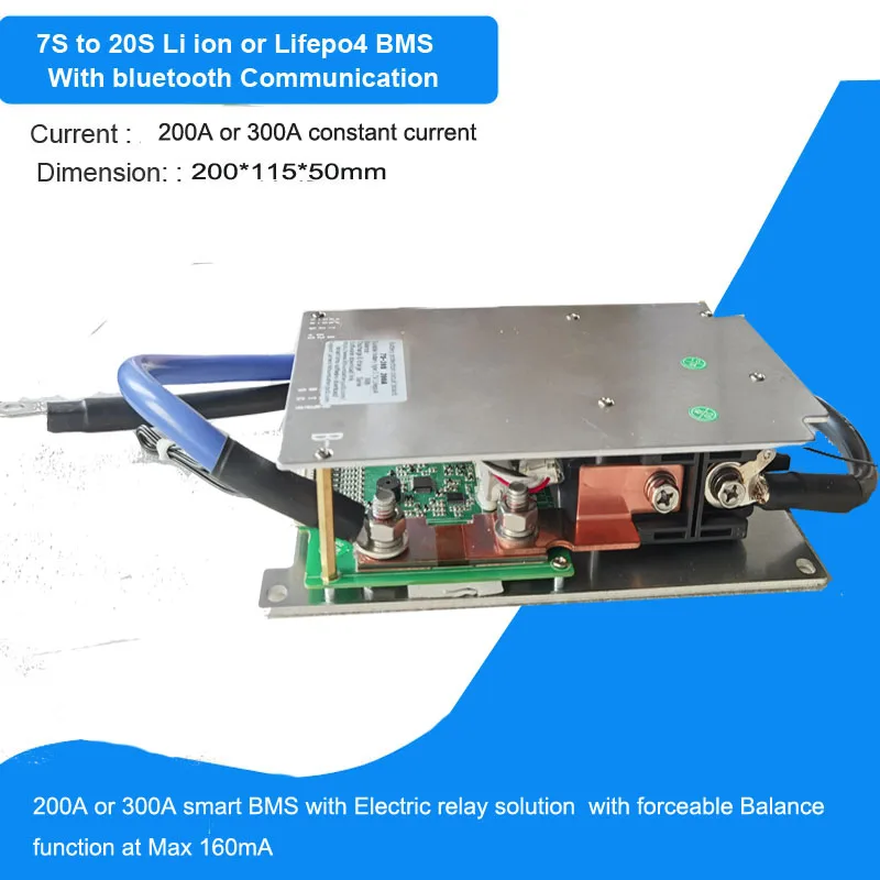 7S 8S 13S 14S 15S 16S 17s 18s 20S  48V 60V 72V smart Bluetooth BMS with 200A constant charge and discharge high balance current