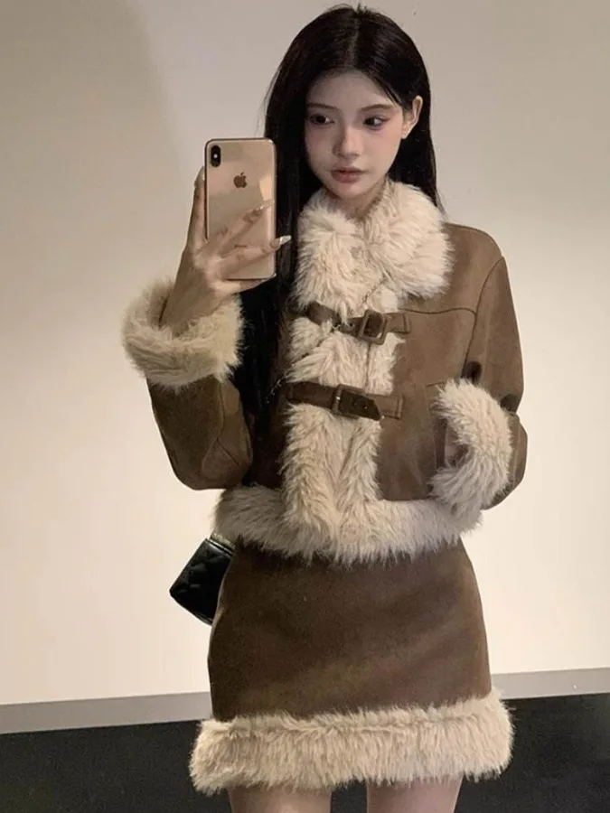 

Fall Winter New Women's Korean Drama Sle Salt System Light Maturi Cotton Inter Two-Piece Set Winter Dr Skirt