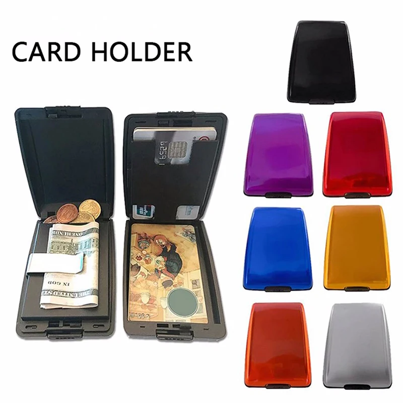 Card Case Unisex Wallet Protection Holder Business-Card New Metal Credit Blocking 1PC Anti-Scan Hard Case Wallet Solid Color