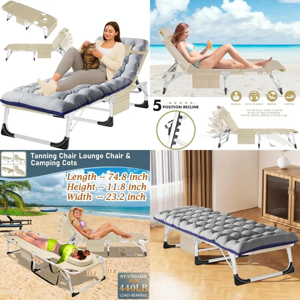 

Кресло ABORON для патио, шезлонг для улицы, складной сверхмощный шезлонг с грузоподъемностью 500 фунтов, регулируемый портативный